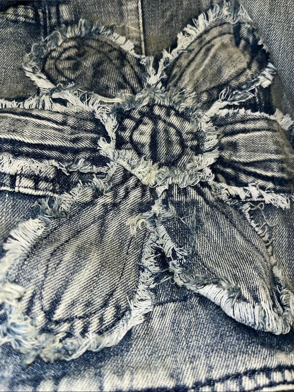 BlueVelvet XL Denim Floral Patch Overalls
